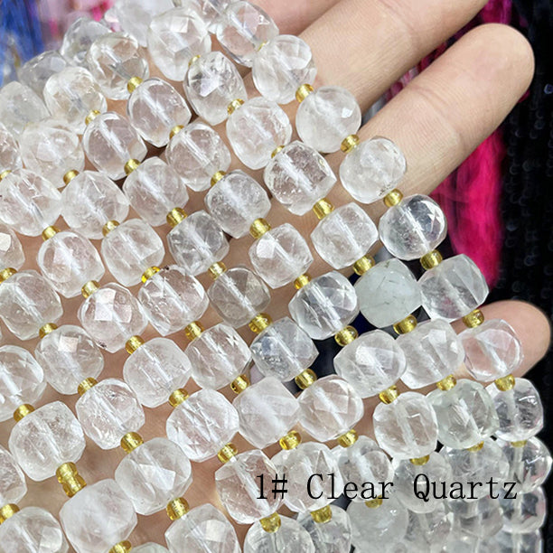 8mm Cube faceted Natural Stone beads