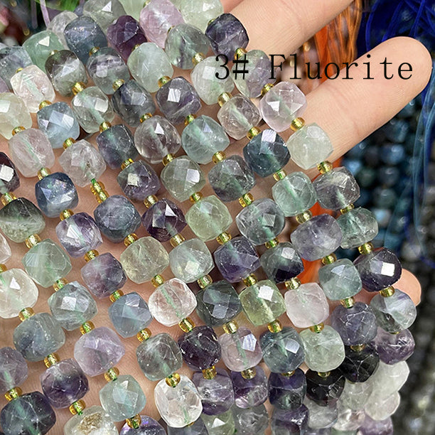 8mm Cube faceted Natural Stone beads