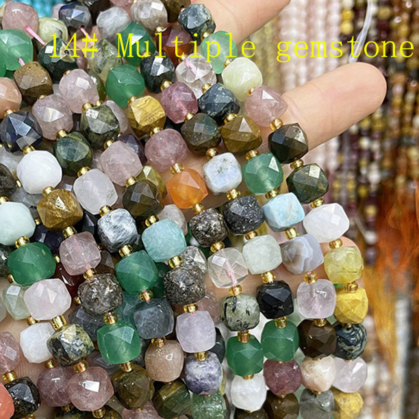 8mm Cube faceted Natural Stone beads