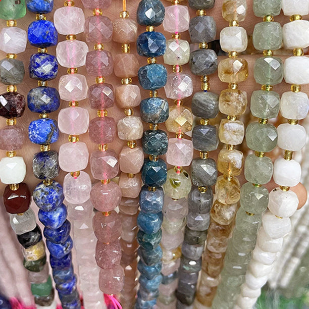 8mm Cube faceted Natural Stone beads