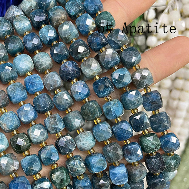 8mm Cube faceted Natural Stone beads