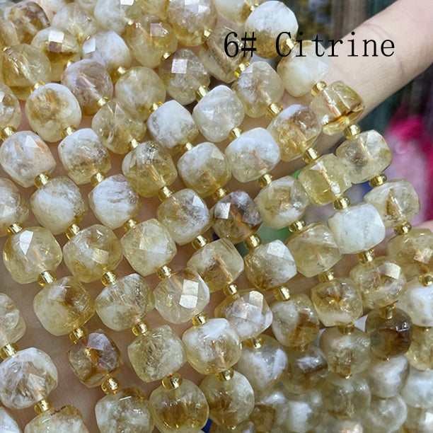 8mm Cube faceted Natural Stone beads