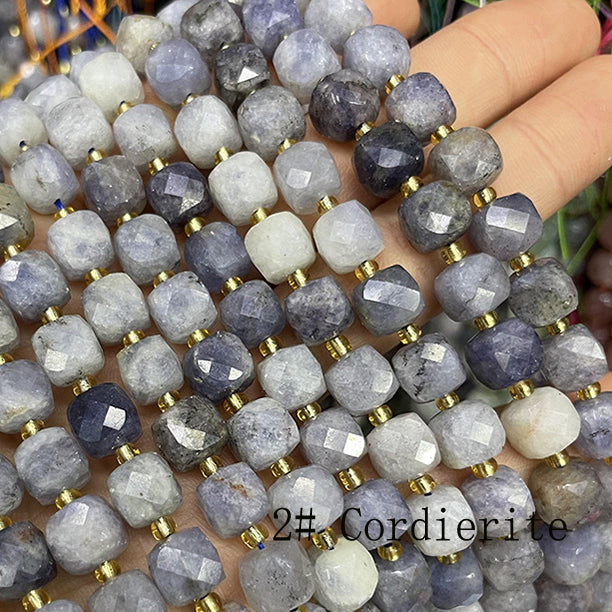 8mm Cube faceted Natural Stone beads
