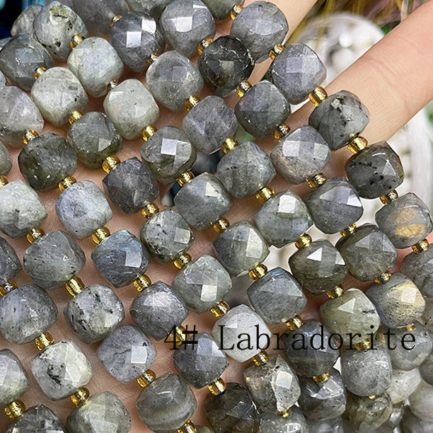 8mm Cube faceted Natural Stone beads