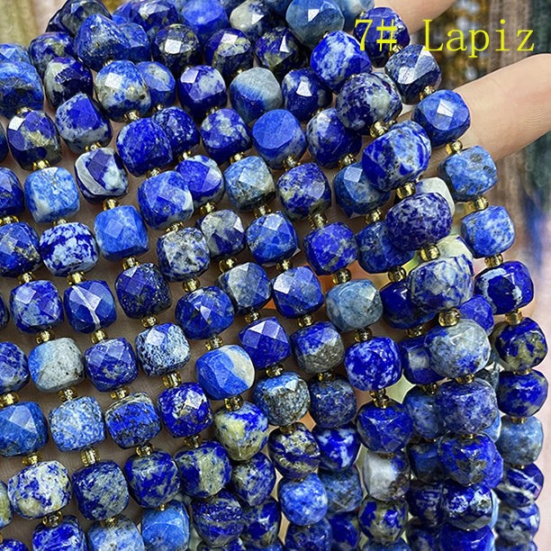 8mm Cube faceted Natural Stone beads