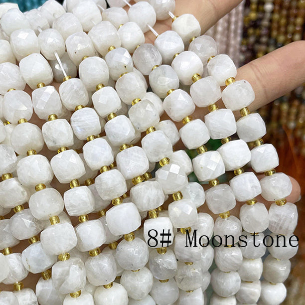 8mm Cube faceted Natural Stone beads