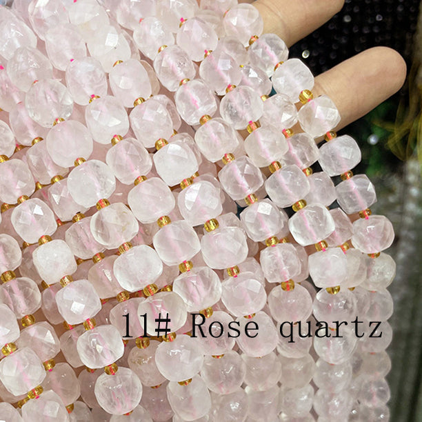 8mm Cube faceted Natural Stone beads