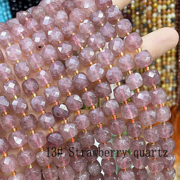 8mm Cube faceted Natural Stone beads