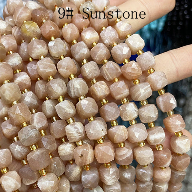 8mm Cube faceted Natural Stone beads