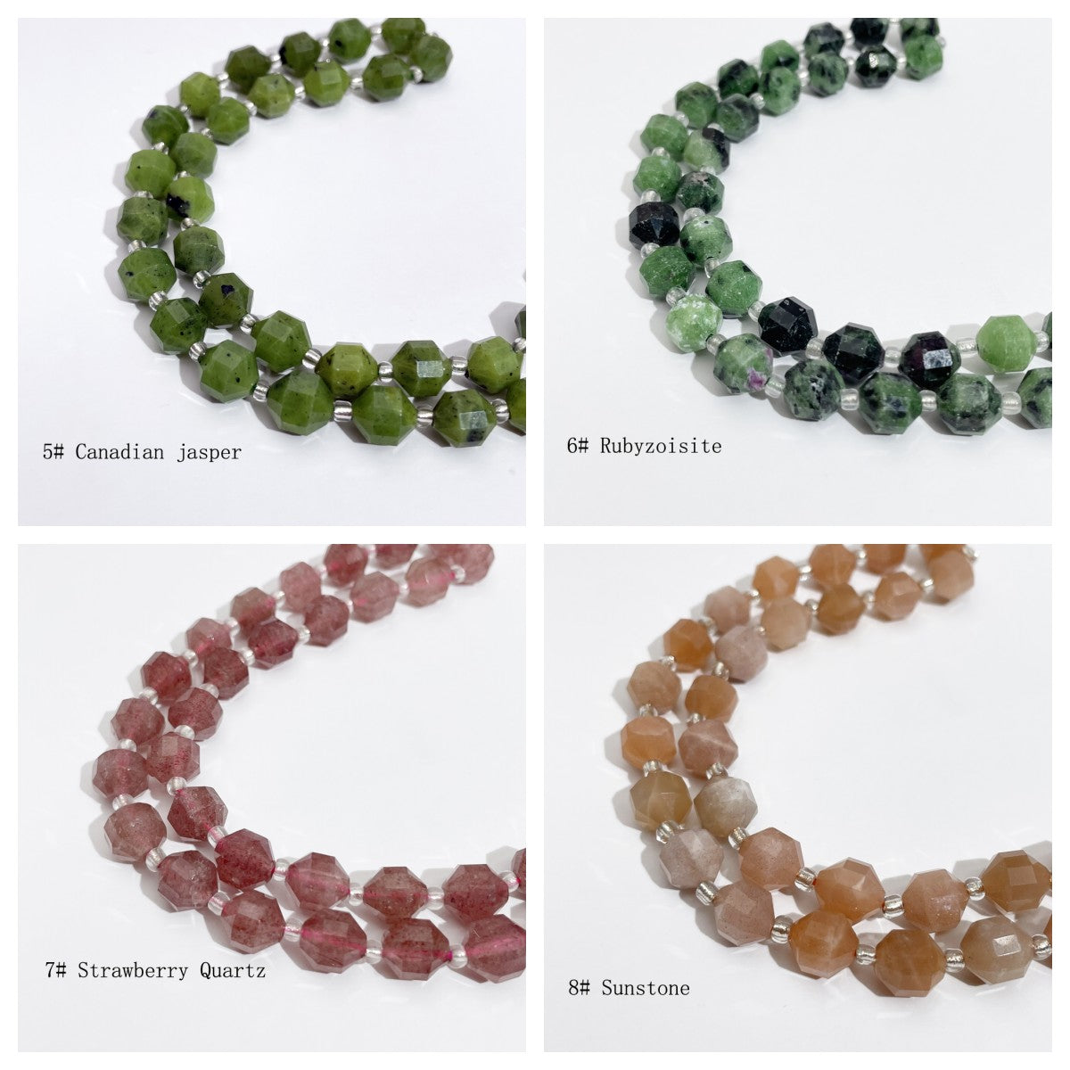 8mm Double Tip Faceted Semi-Precious Gemstone