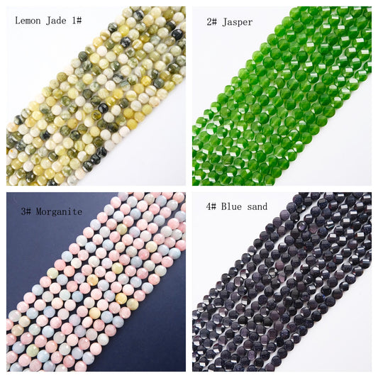 8mm FLAT faceted stone beads