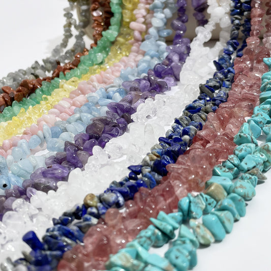 Crystal Chips Beads in natural stone material 5-8mm 80cm