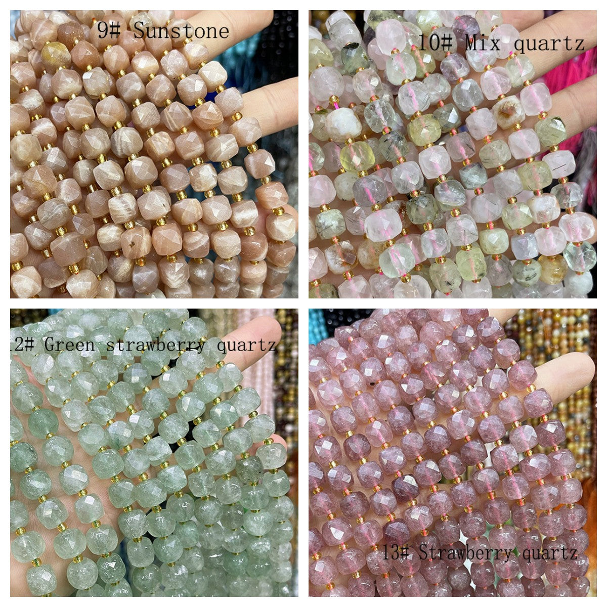 8mm Cube faceted Natural Stone beads