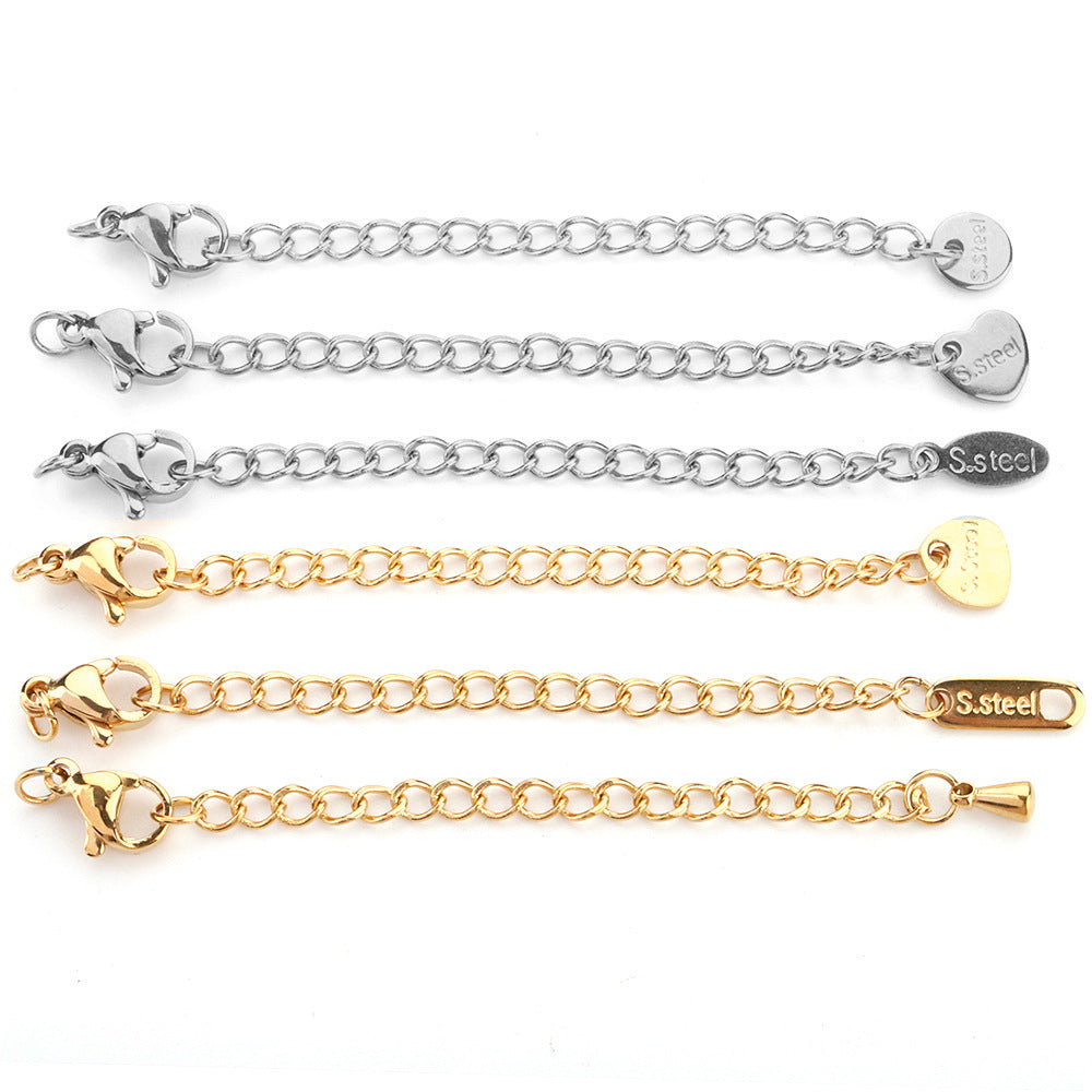 10pcs/pack lobster clasp and adjust chain set -Vacuum Plating Waterproof Stainless steel