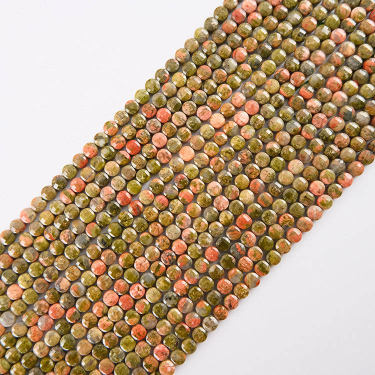4mm FLAT faceted beads -natural stone beads for DIY jewelry