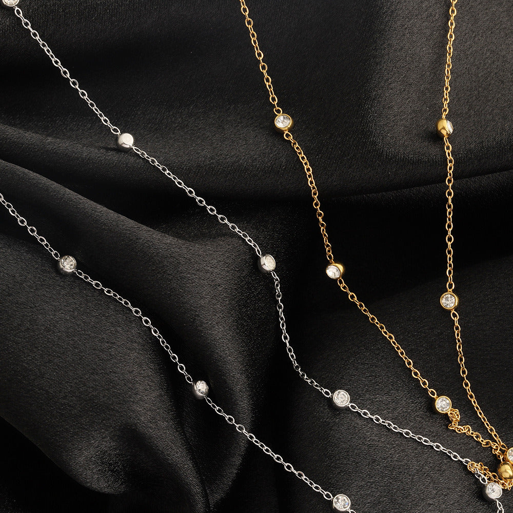 C1803 4mm Stainless Steel Zircon Beads Chain