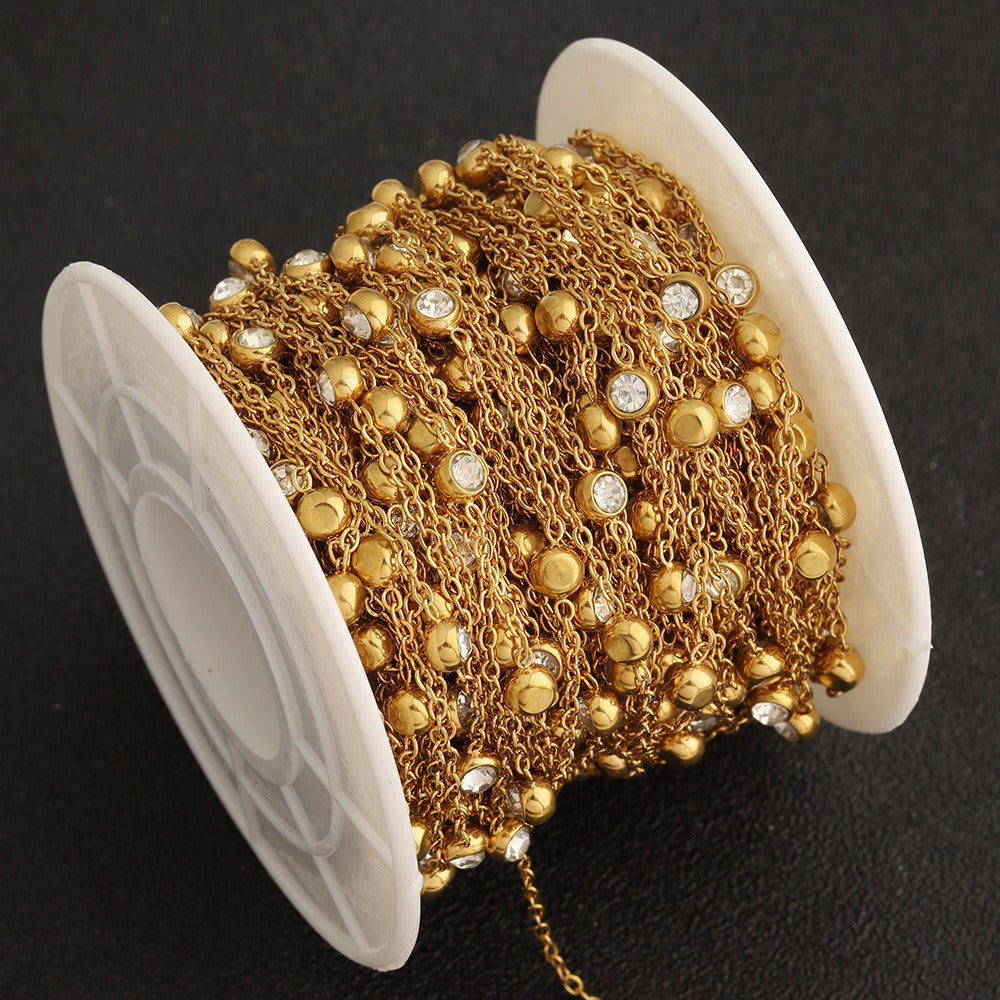 C1803 4mm Stainless Steel Zircon Beads Chain