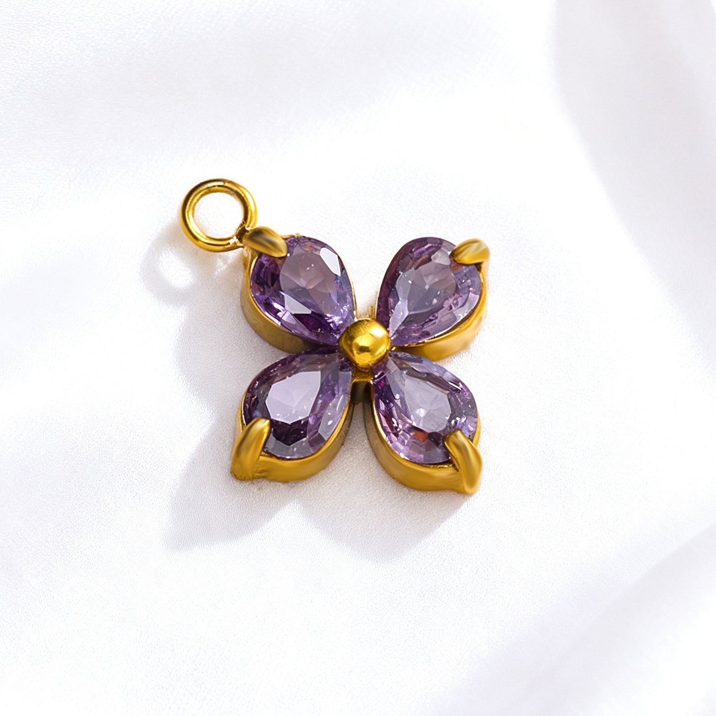 055 Colorful Zircon Four leaf Clover Charms