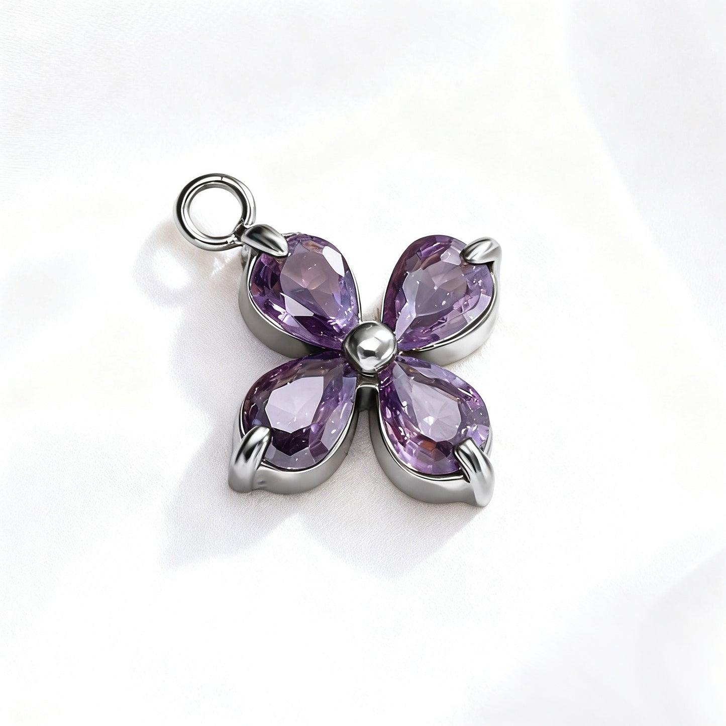 055 Colorful Zircon Four leaf Clover Charms