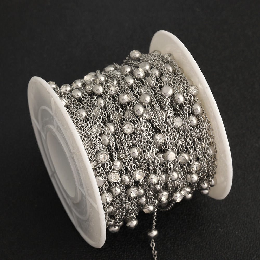 C1803 4mm Stainless Steel Zircon Beads Chain