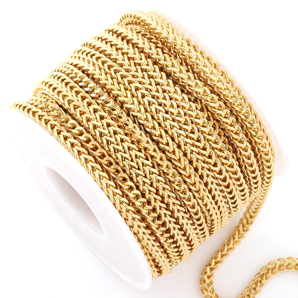 C1367 Cut braided chain-Vacuum Plating Waterproof Stainless steel chain