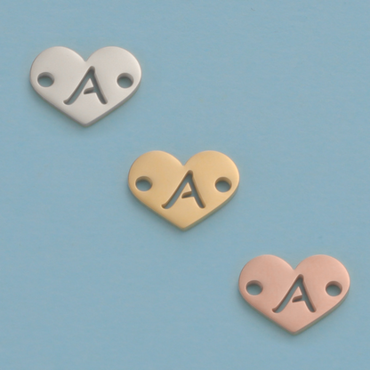 26 Heart Letter Two Holes Charms