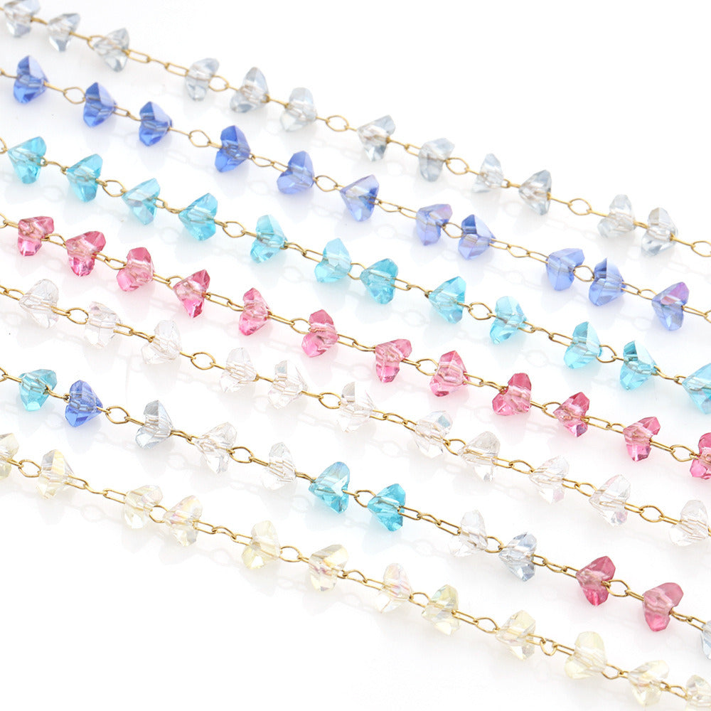 C1628 3D Heart crystal handmade chain