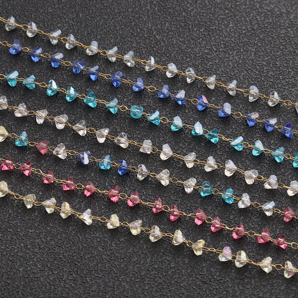C1628 3D Heart crystal handmade chain