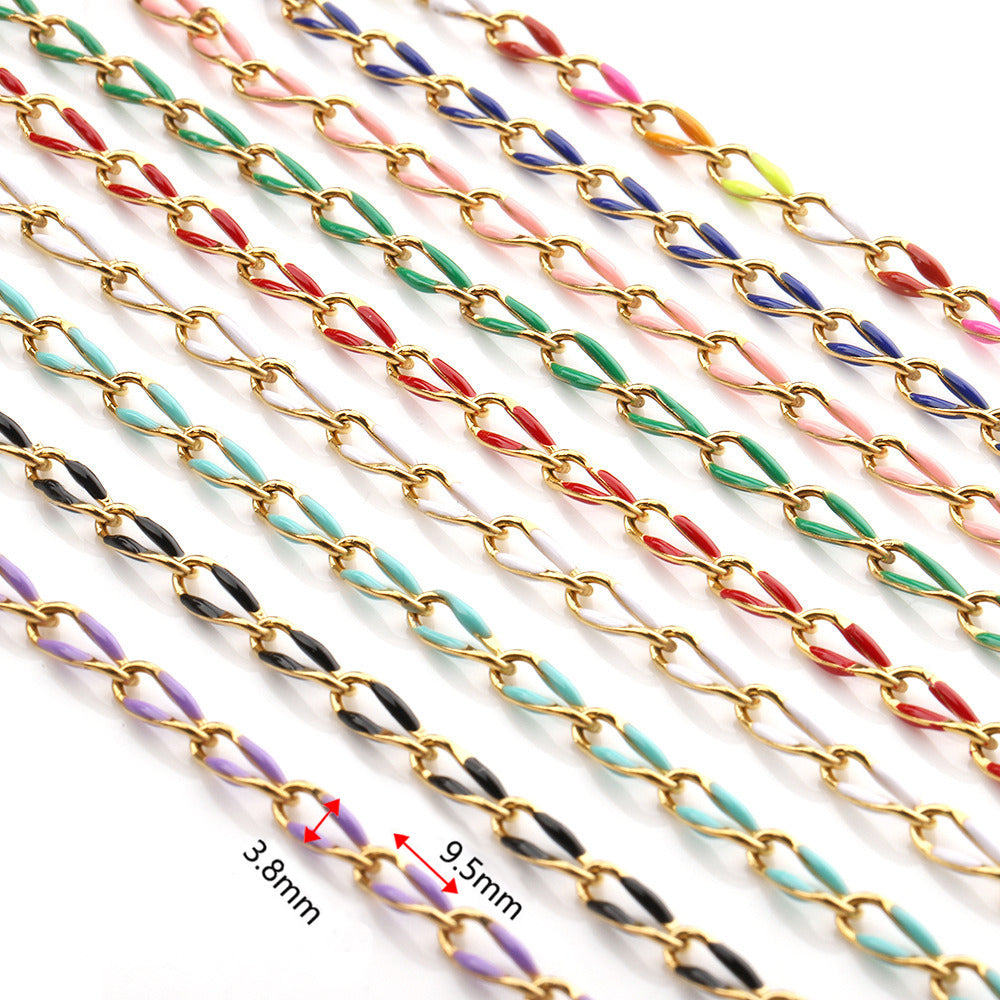 C1418 Enamel lip chain-Vacuum Plating Waterproof Stainless steel chain