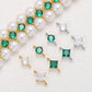 4mm Two Hole Stainless steel Zircon Charms