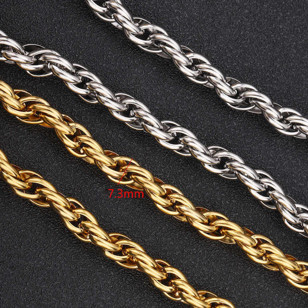 C1369 7.3mm braided chain-Vacuum Plating Waterproof Stainless steel chain