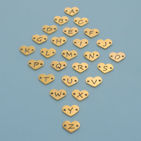 26 Heart Letter Two Holes Charms