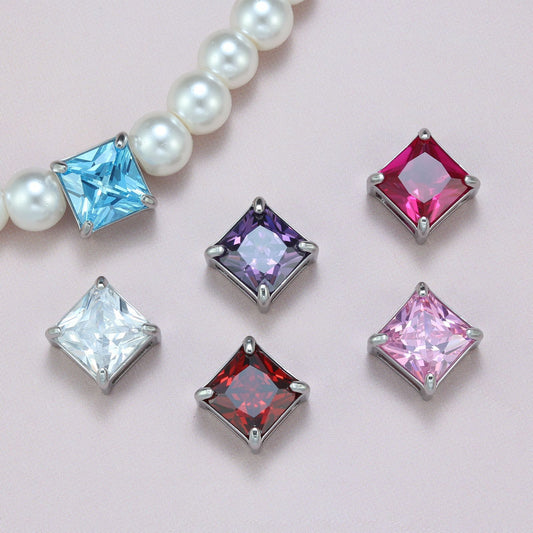 8mm Square Zircon Charms