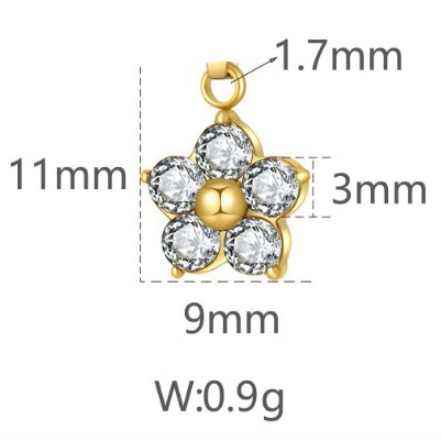 PC01 Flower zircon charms stainless steel