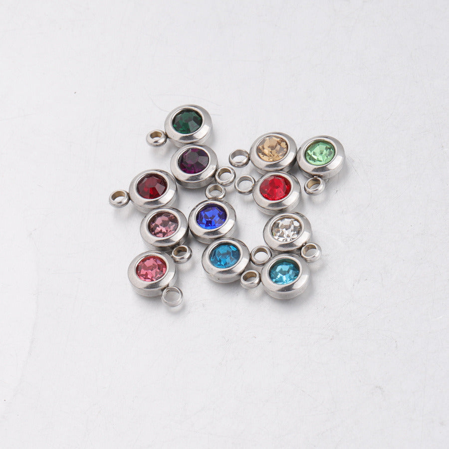 Birthstone small bead with hoop