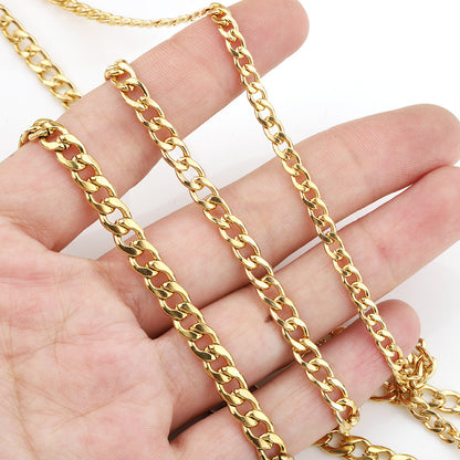 C1183 1:1 cuban chain-Vacuum Plating Waterproof Stainless steel chain