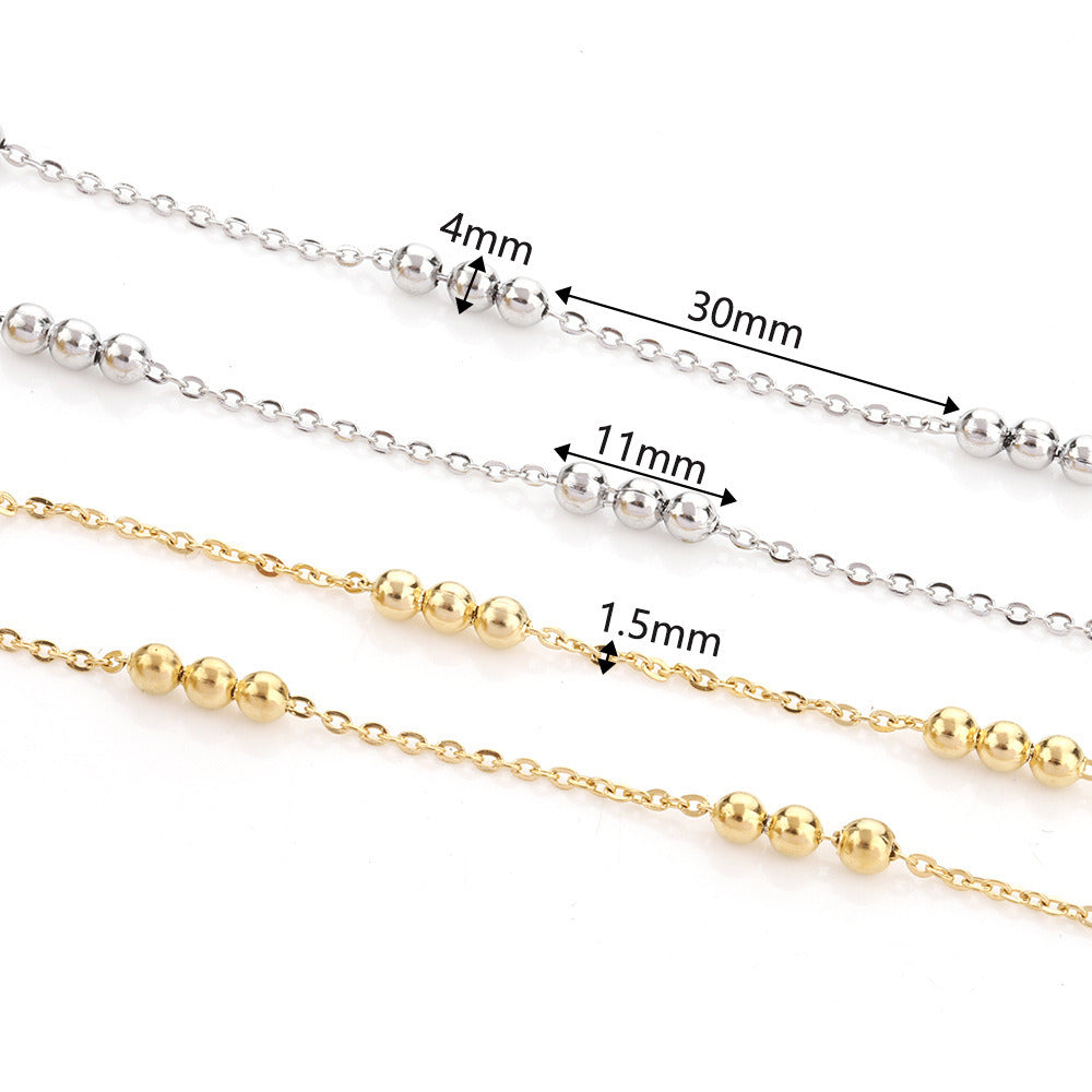 C1436 Three beads chain-Vacuum Plating Waterproof Stainless steel chain