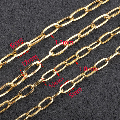 C1197 5/6mm paper clip cross chain-Vacuum Plating Waterproof Stainless steel chain