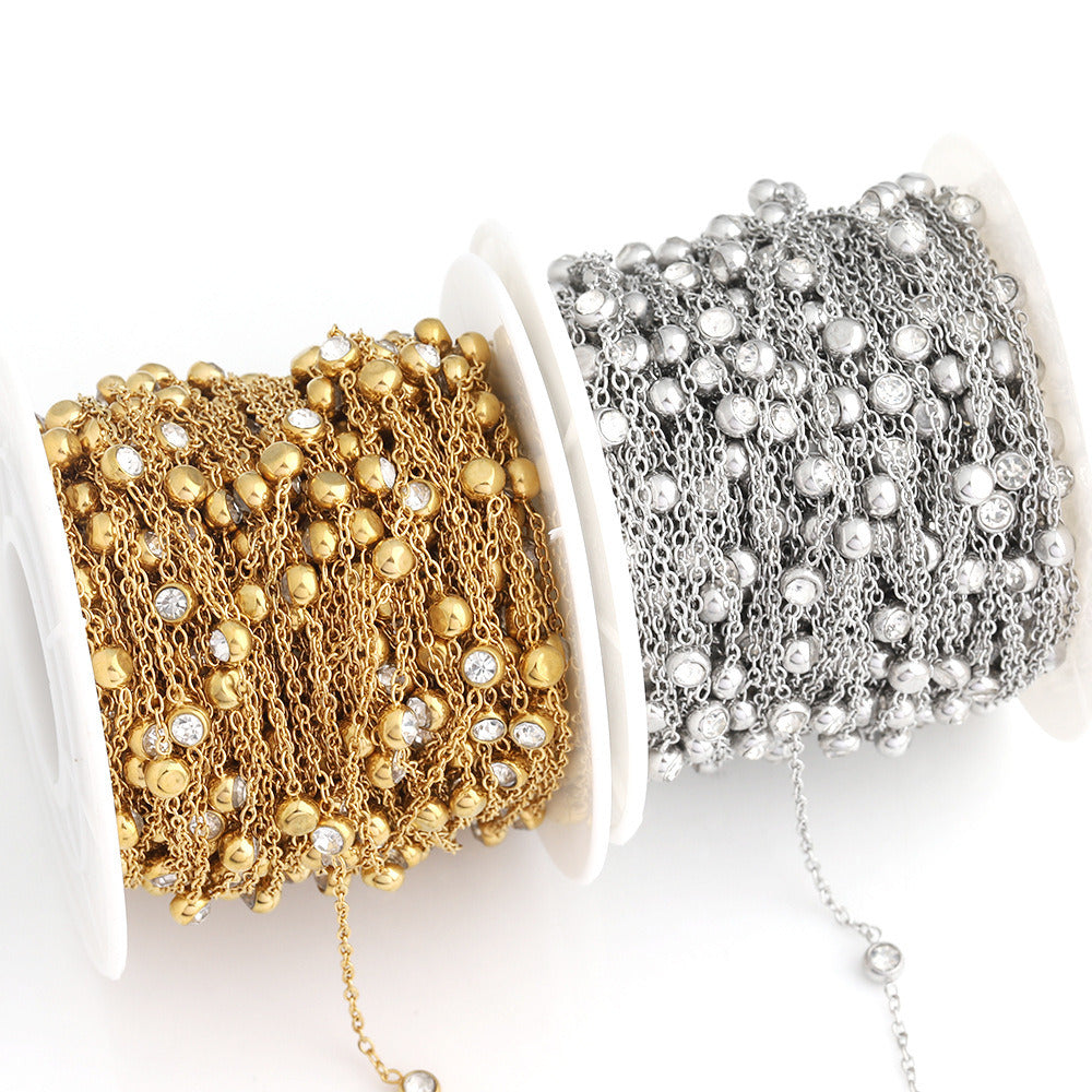 C1803 4mm Stainless Steel Zircon Beads Chain
