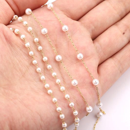 C1217 ABS Tight and loose pearl chain-Vacuum Plating Waterproof Stainless steel chain