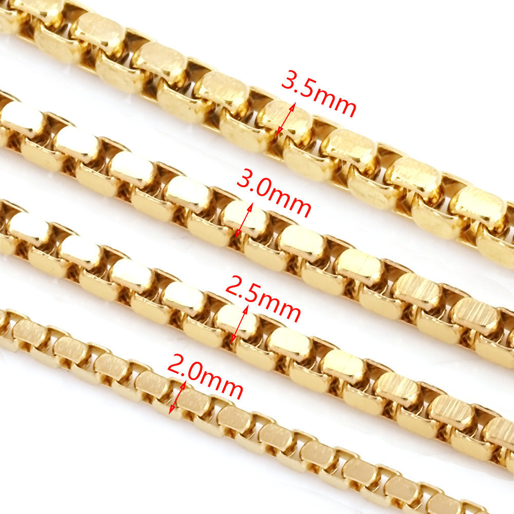 C1493 Square box chain-Vacuum Plating Waterproof Stainless steel chain