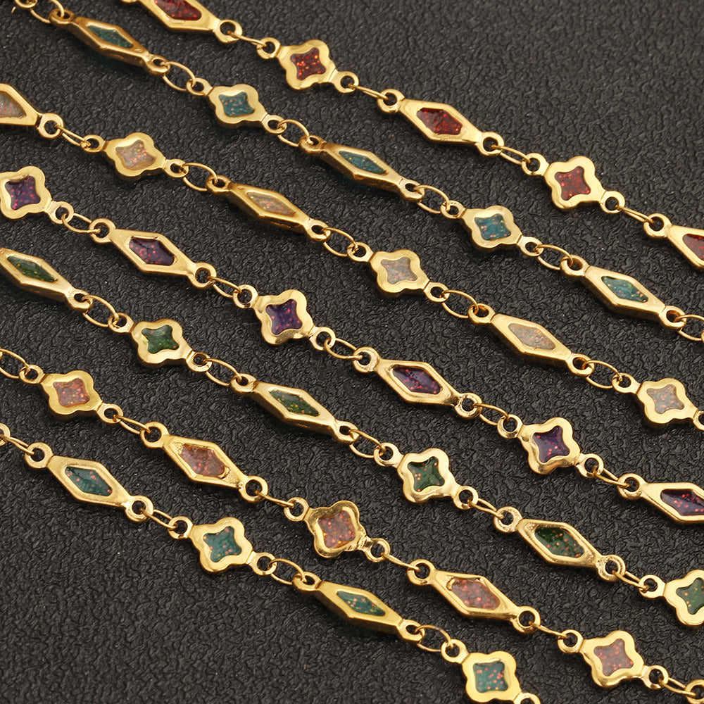 C1778 Glitter oil droplets clover chain