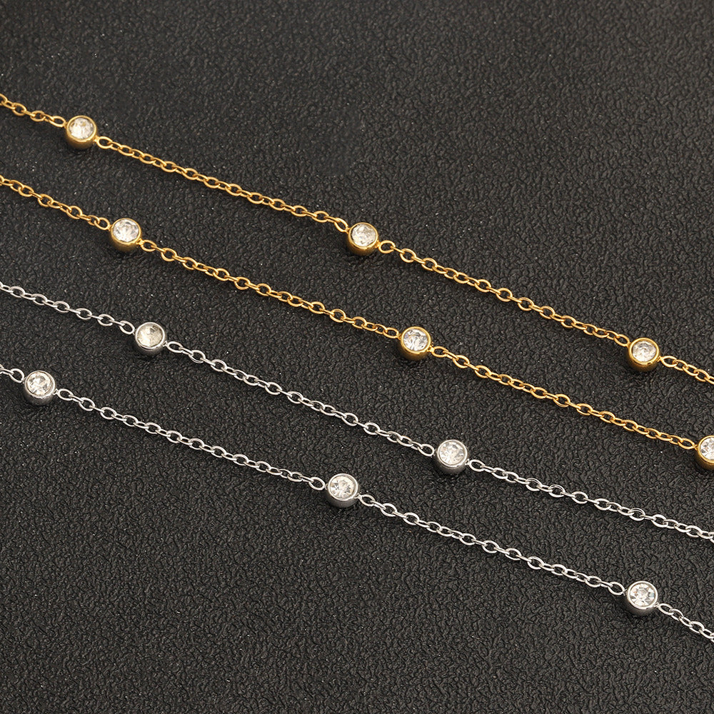 C1803 4mm Stainless Steel Zircon Beads Chain
