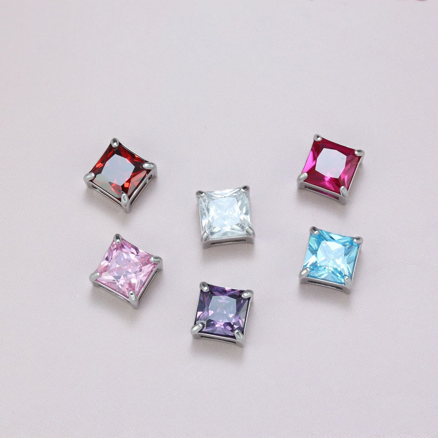 8mm Square Zircon Charms