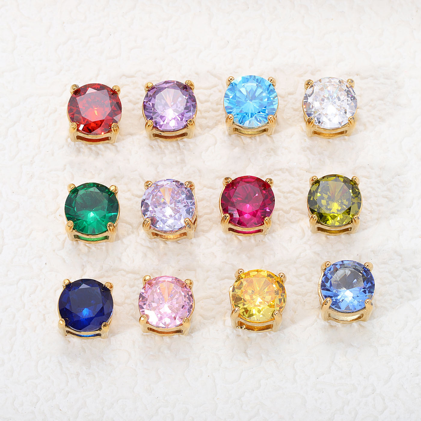 6mm Colorful Zircon Birthstone Charms