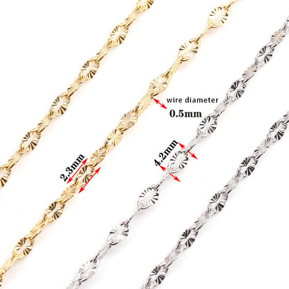 C1214 Emboss lip chain-Vacuum Plating Waterproof Stainless steel chain