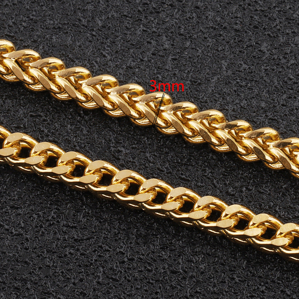 C1367 Cut braided chain-Vacuum Plating Waterproof Stainless steel chain