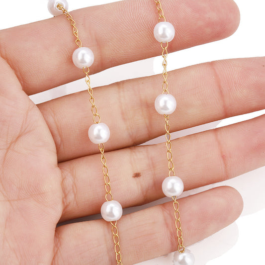 C1486 5.8-6mm pearl chain-Vacuum Plating Waterproof Stainless steel chain