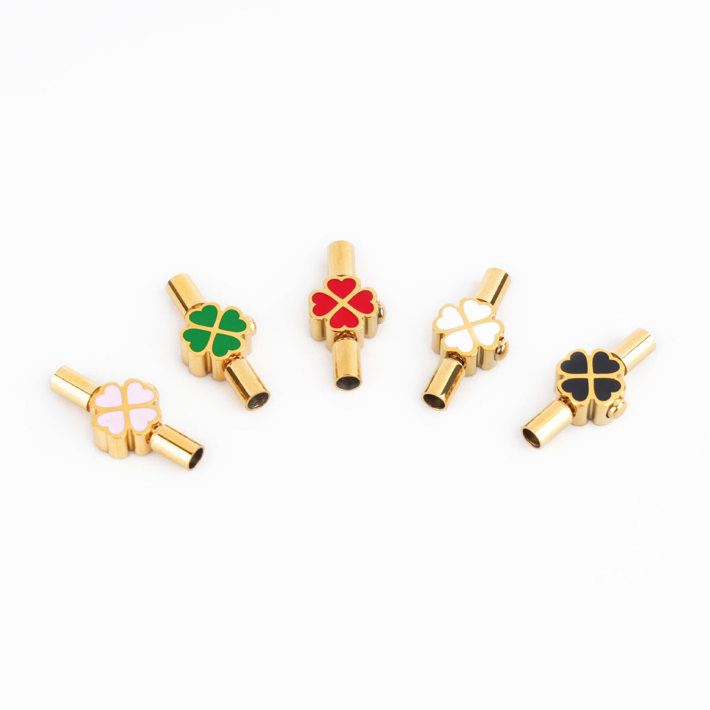 3mm Enamel Four Leaf Clover Clasp for Cord Bracelet