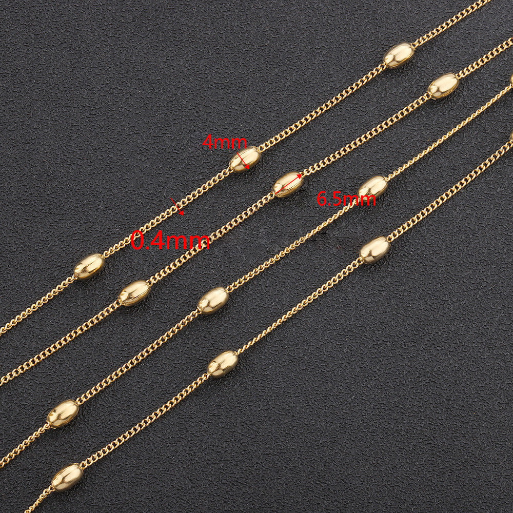 C1285 oval beads chain-Vacuum Plating Waterproof Stainless steel chain